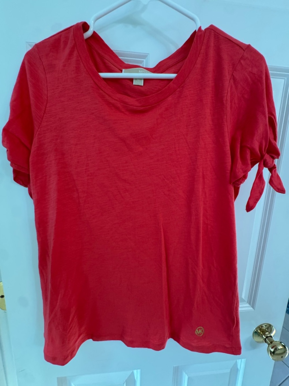 Michael Kors coral  Short-Sleeve Tie-Sleeve Tee
